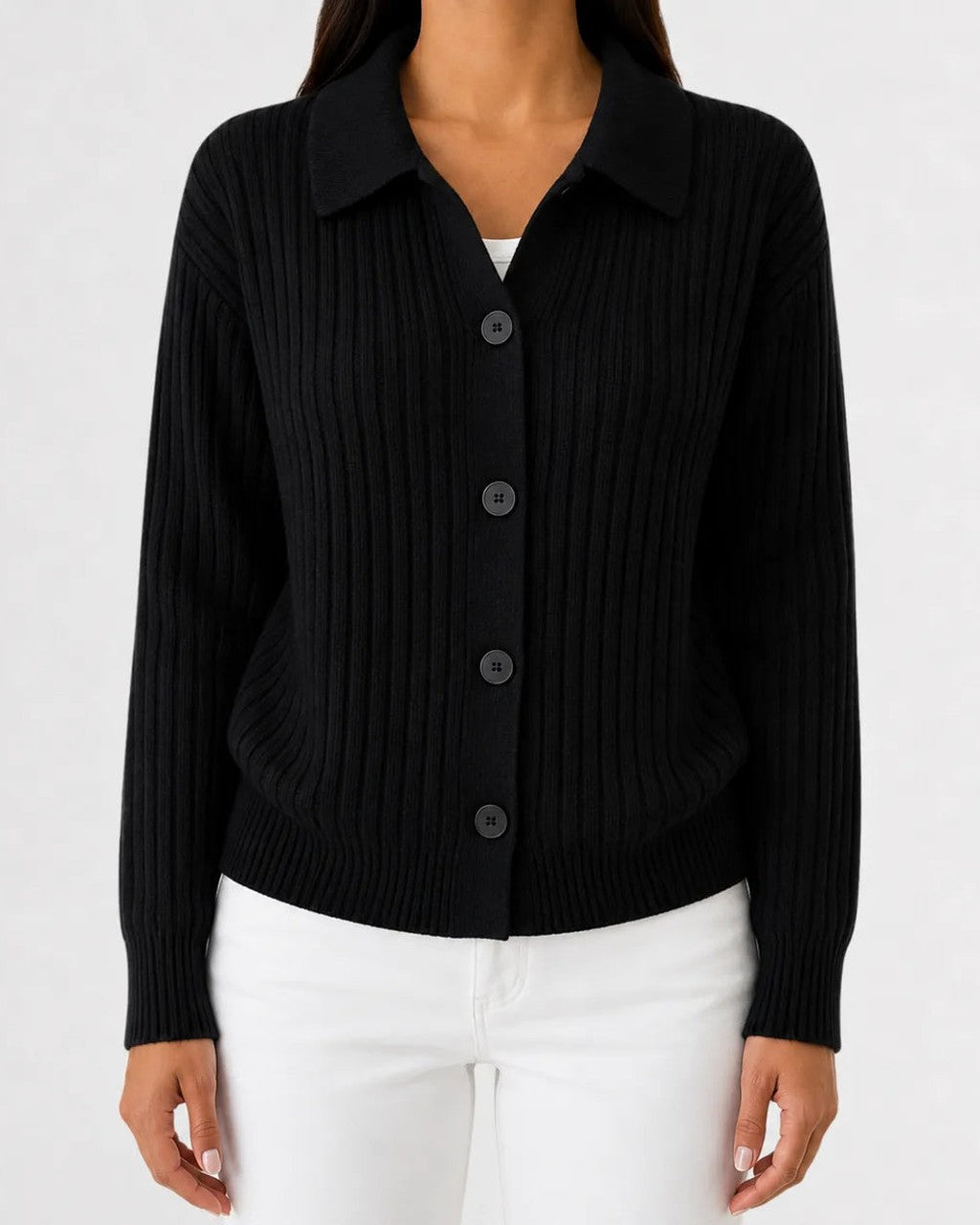 Cardigan a Coste con Colletto