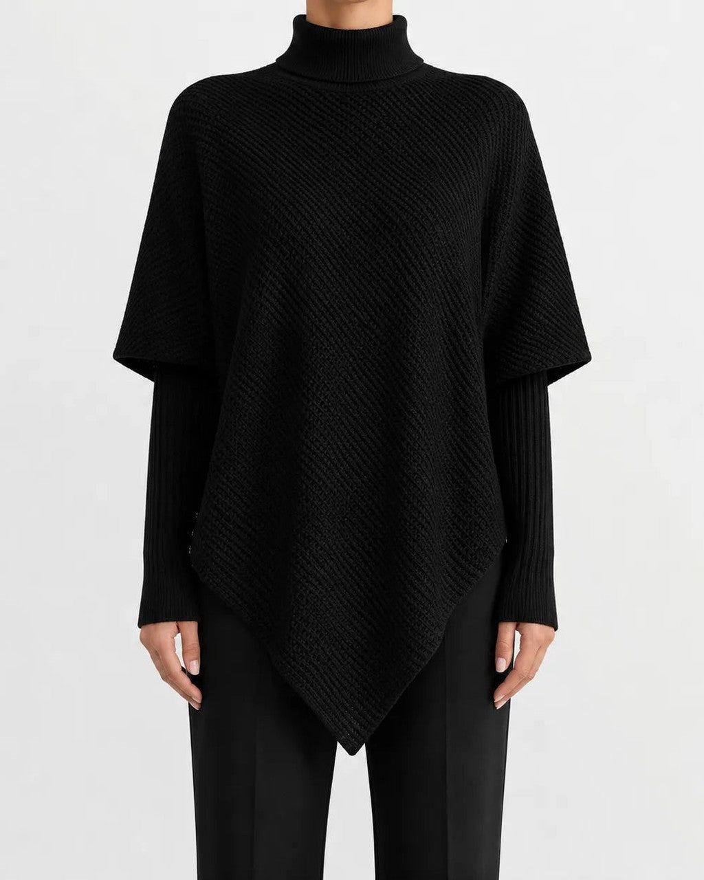 Maglione a Collo Alto Asimmetrico