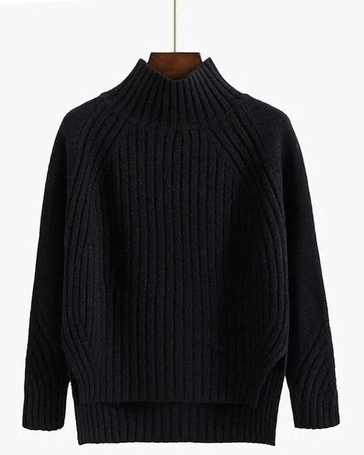 Maglione a Costine con Collo Alto