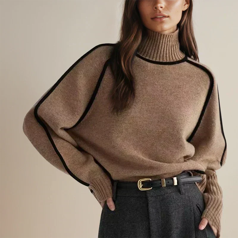 Maglione con Profili a Contrasto