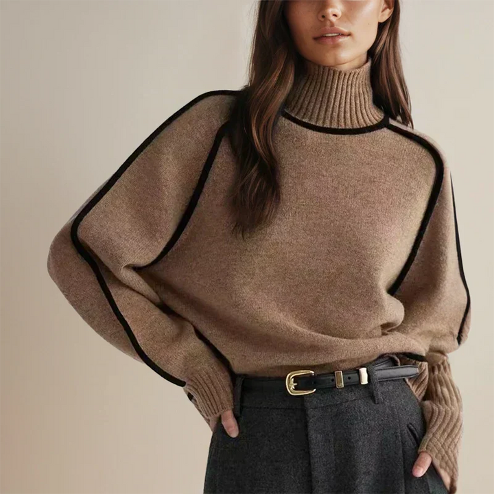 Maglione con Profili a Contrasto