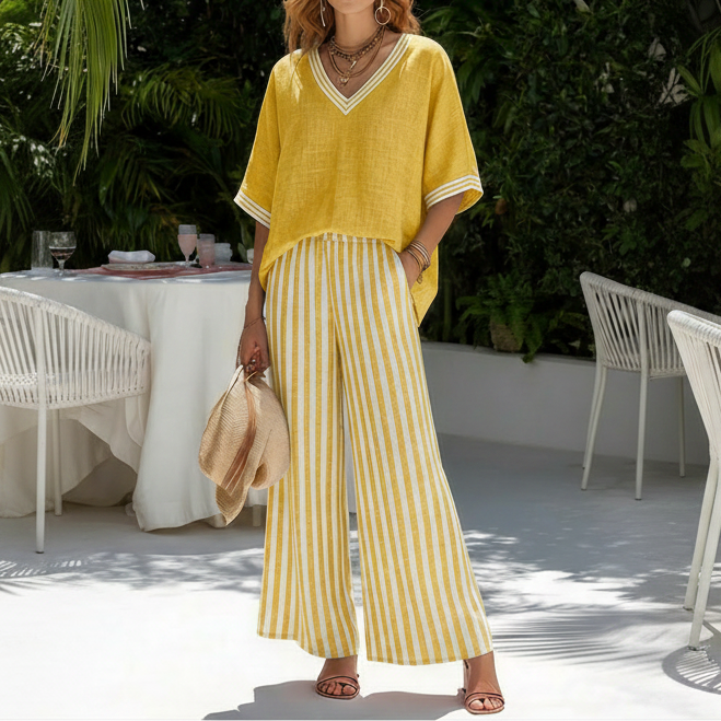 Completo con Pantalone Palazzo a Righe