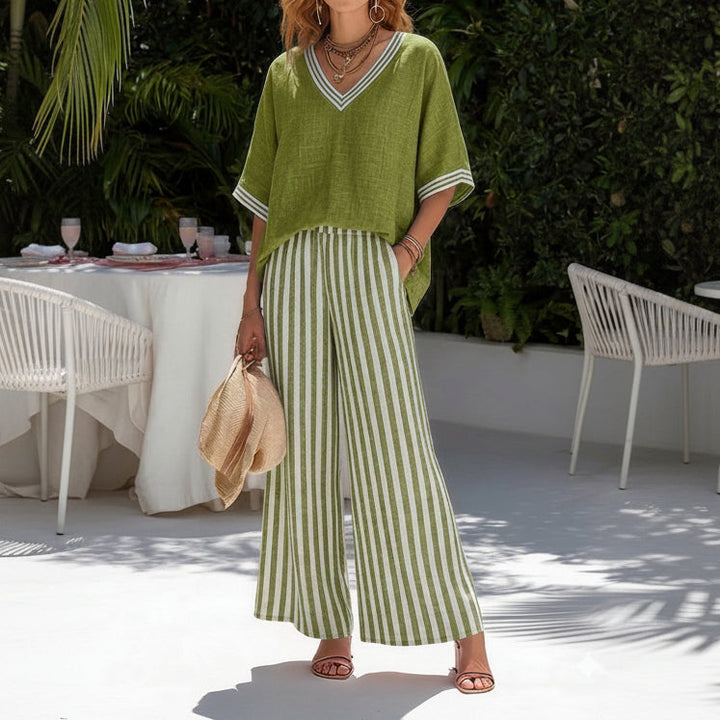 Completo con Pantalone Palazzo a Righe