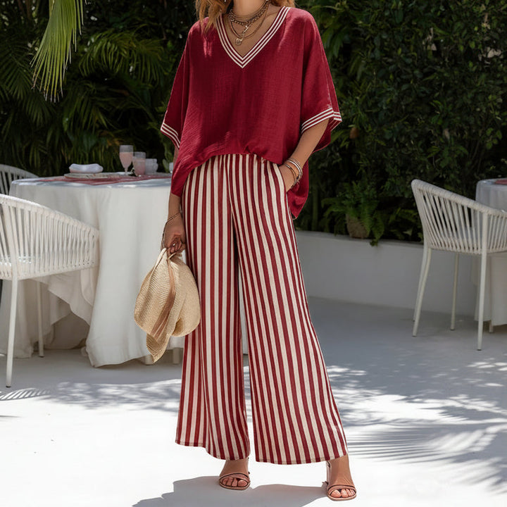 Completo con Pantalone Palazzo a Righe