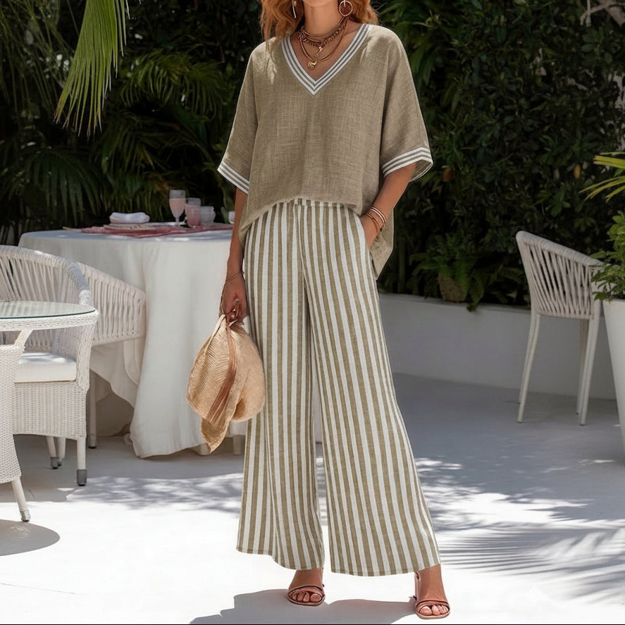 Completo con Pantalone Palazzo a Righe