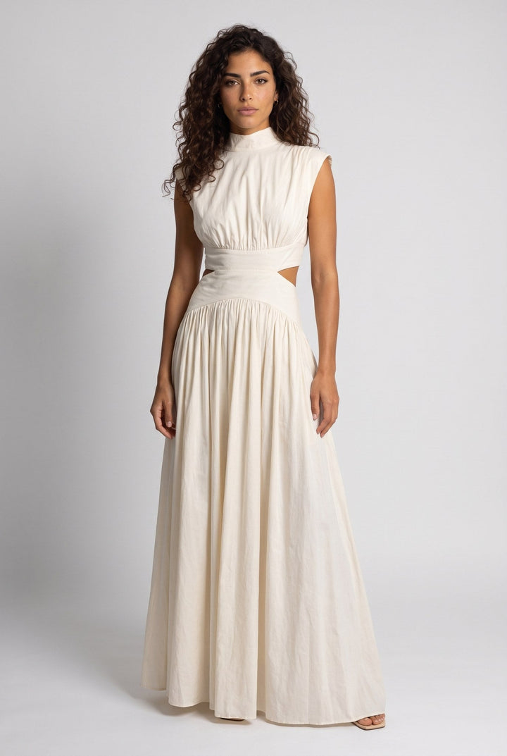 Abito Maxi con Collo Alto