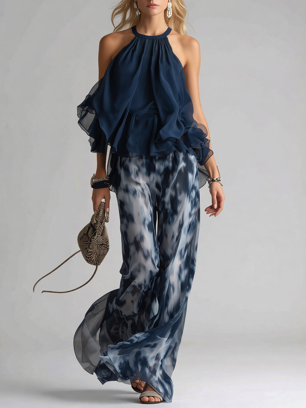 Completo Pantalone con Top a Volant
