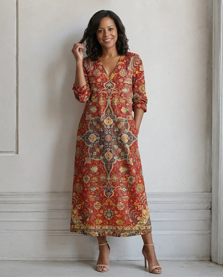 Abito Lungo a Fantasia Paisley
