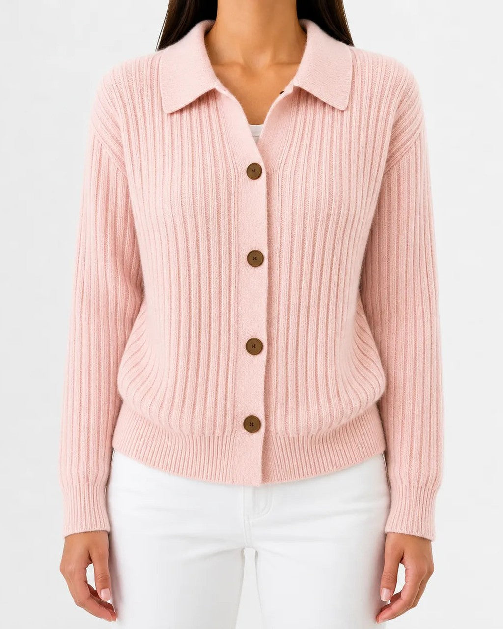Cardigan a Coste con Colletto