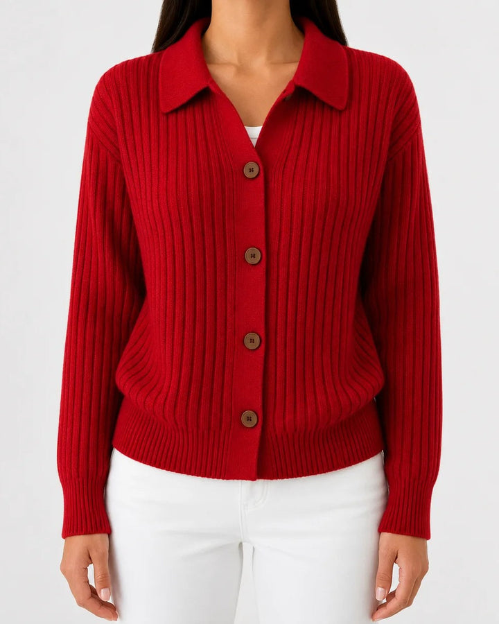 Cardigan a Coste con Colletto