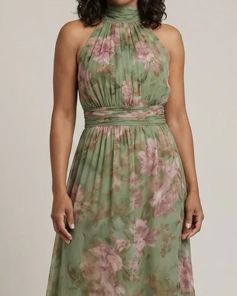 Abito Floreale con Scollo Halter