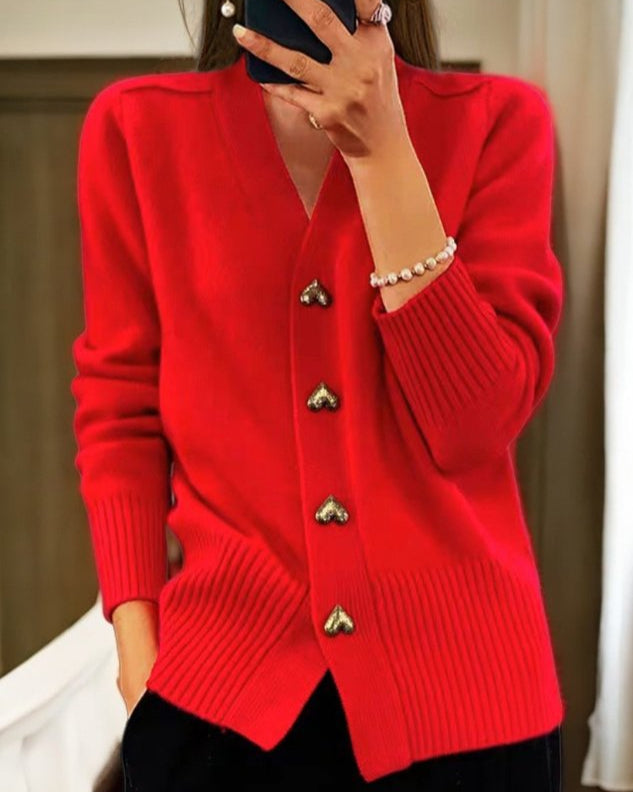 Cardigan Elegante con Bottoni a Cuore