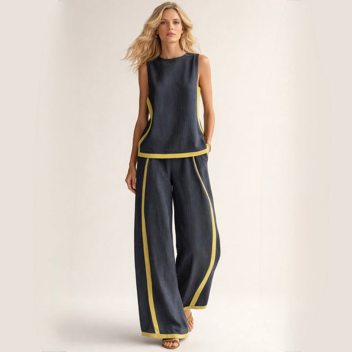 Completo Pantalone con Profili a Contrasto