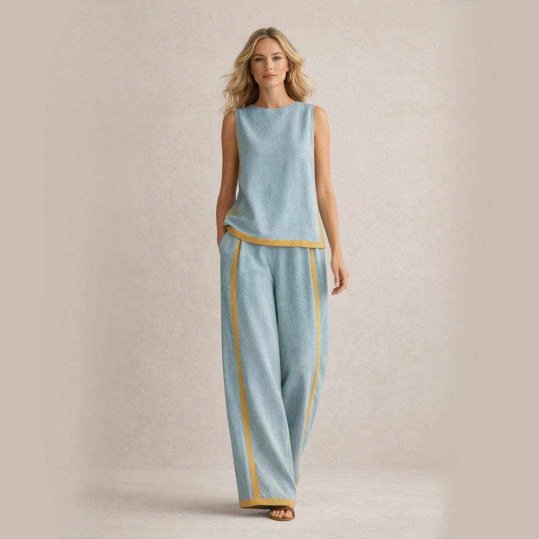 Completo Pantalone con Profili a Contrasto