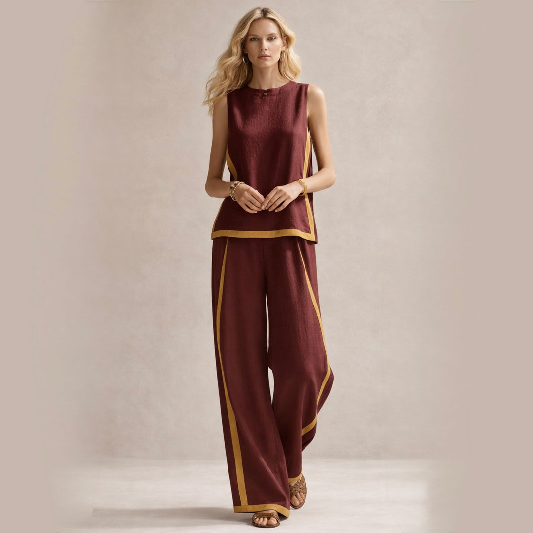 Completo Pantalone con Profili a Contrasto