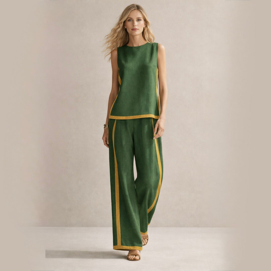 Completo Pantalone con Profili a Contrasto