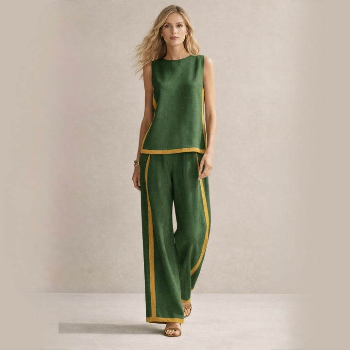 Completo Pantalone con Profili a Contrasto