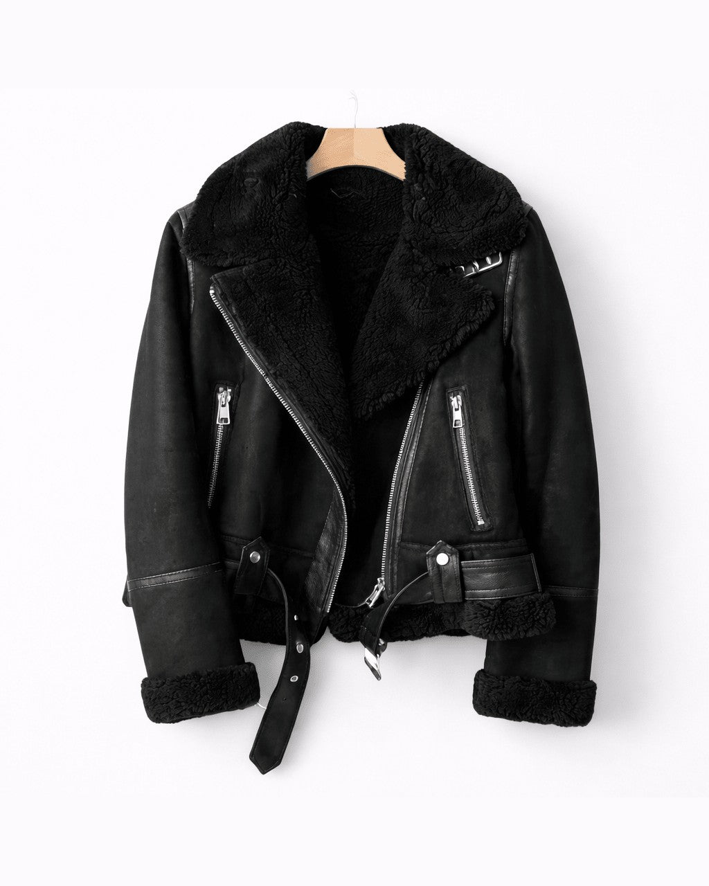 Giacca Stile Biker con Collo Ampio