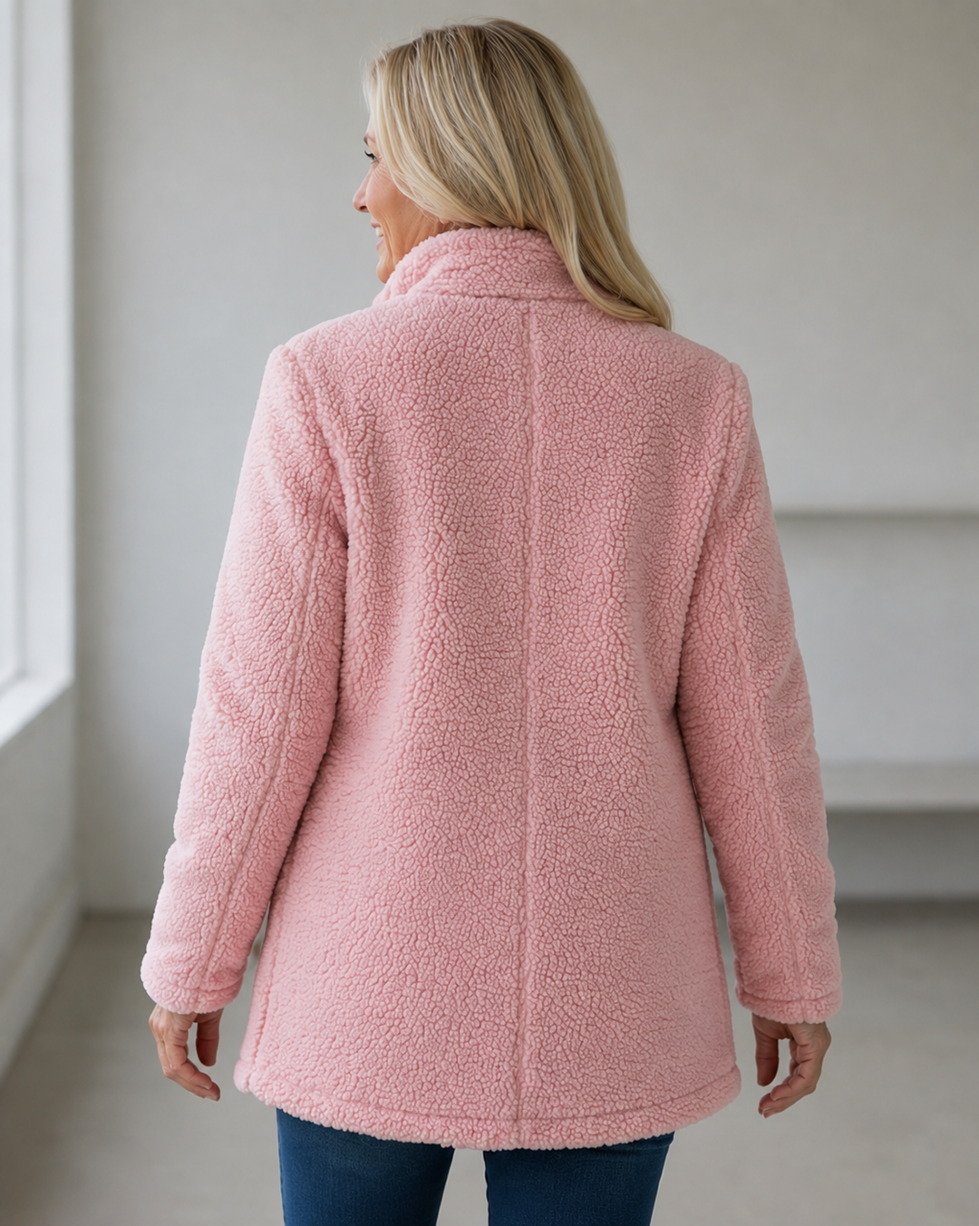 Giacca Morbida Rosa con Zip