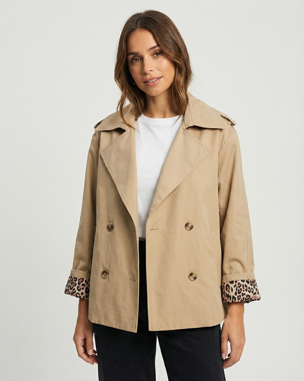 Trench Corto con Interno Animalier