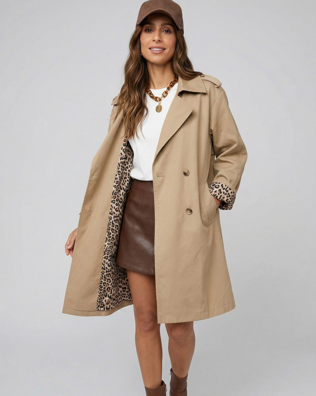 Trench Corto con Interno Animalier