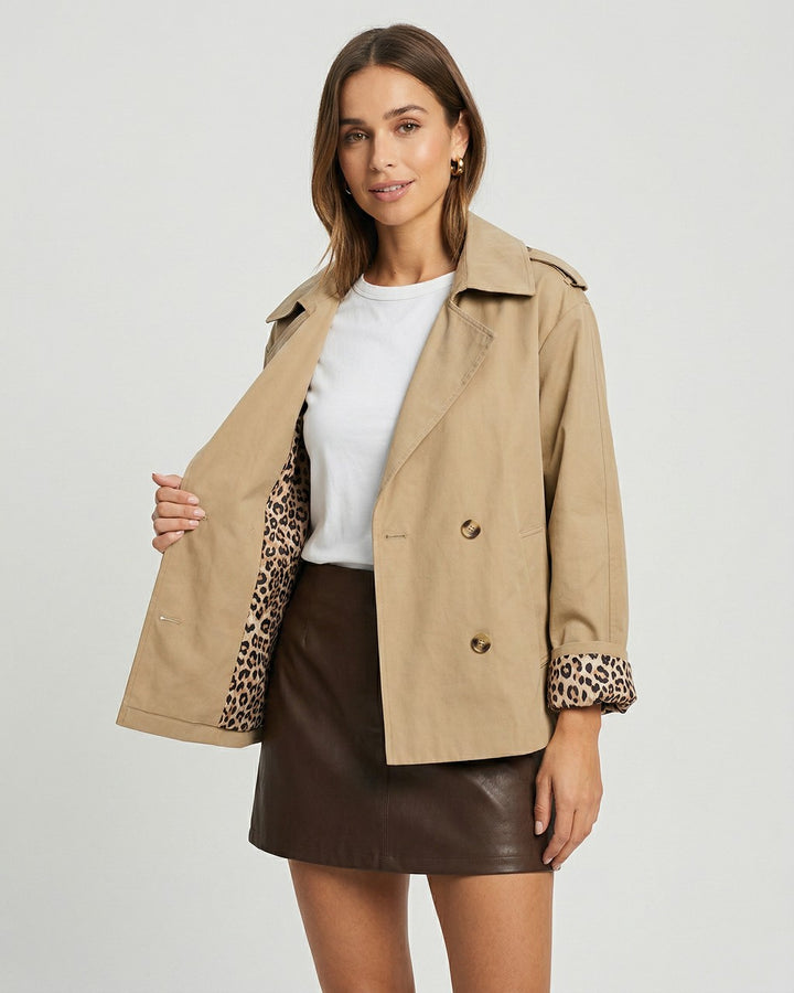Trench Corto con Interno Animalier