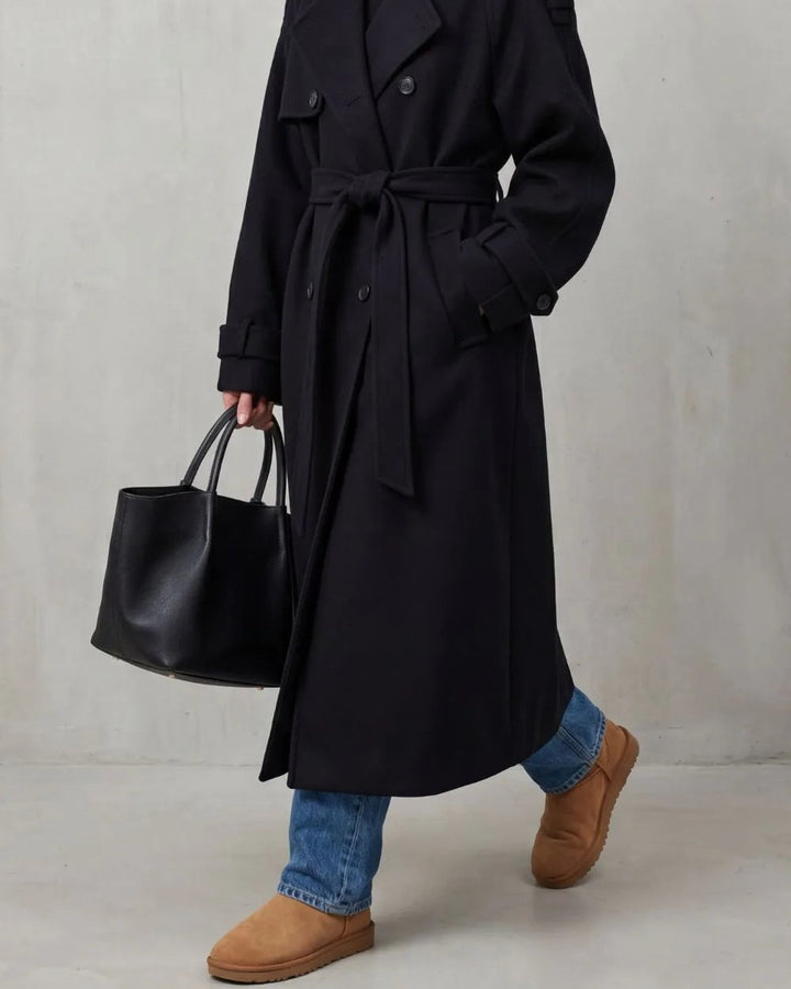 Trench Sartoriale Nero Lungo
