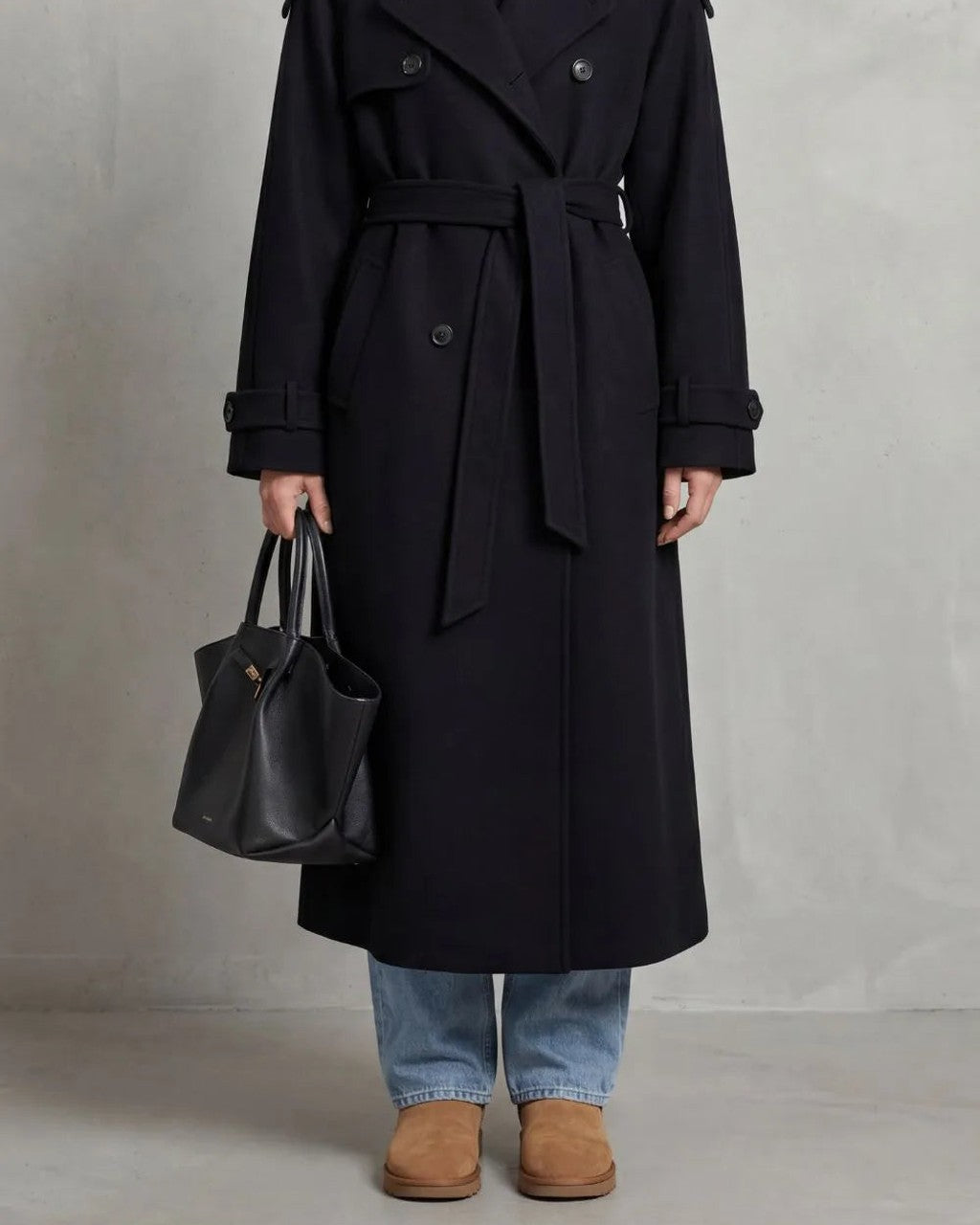 Trench Sartoriale Nero Lungo