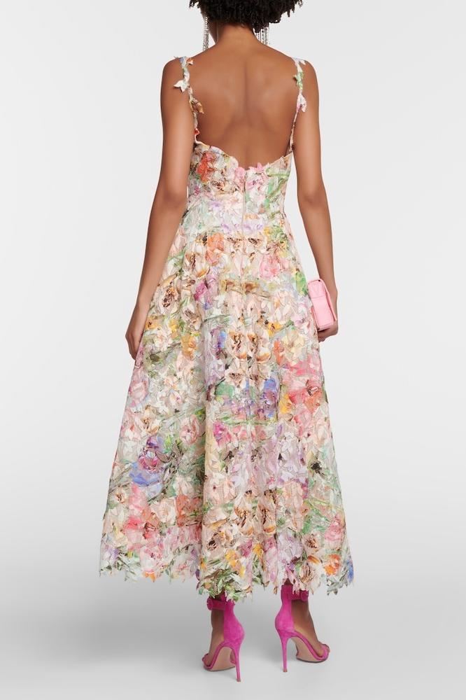 Abito Midi Floreale Scollo a Cuore